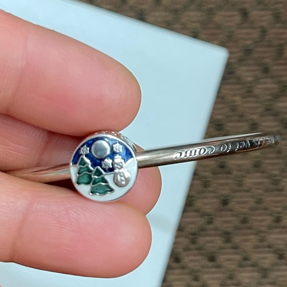 NWOT Pandora Fireworks Bangle Bracelet w/ 3 Christmas Charms EUC - Picture 9 of 17